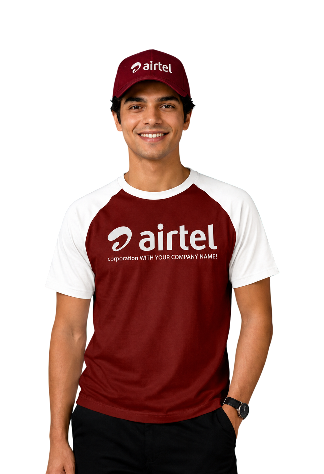 Branded t-shirts and caps